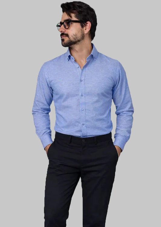 Zelig Branded Mens Formal Shirt-Denim Blue Button-Down MFS-28
