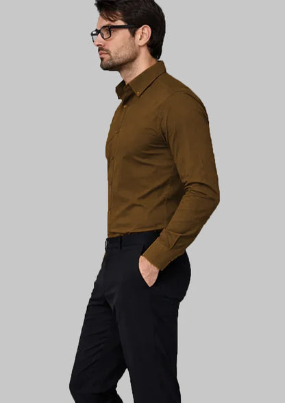 Zelig Branded Mens Formal Shirt-Forest Brown MFS-36