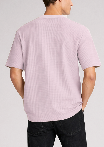 BERSK Men's Beige Textured Knit T-Shirt Drop Sholuder Mt-05