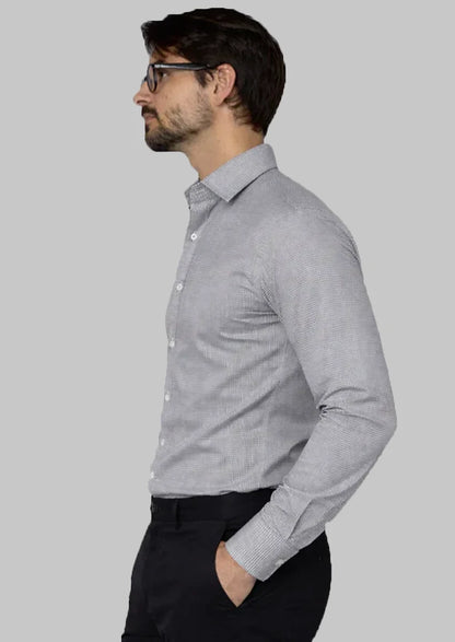 Calvy Klien Branded Mens Formal Shirt-Grey Micro-Check MFS-35