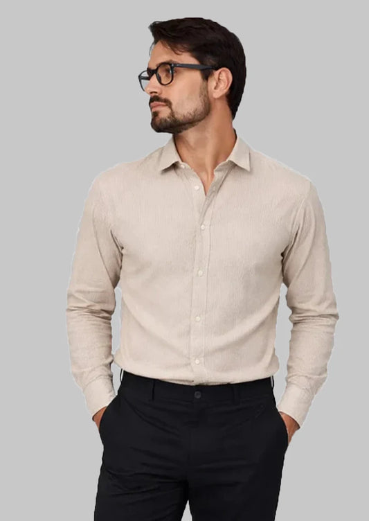 Branded Mens Formal Shirt-Beige MFS-55