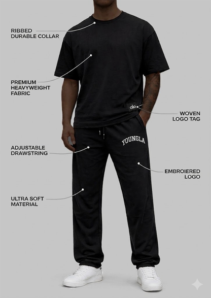 Premium Branded ALOS Shirt And Younglay Trouser Set Aesthetic Black