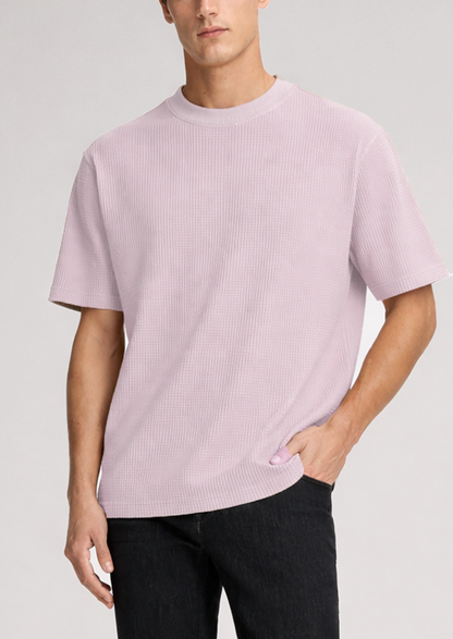 BERSK Men's Beige Textured Knit T-Shirt Drop Sholuder Mt-05