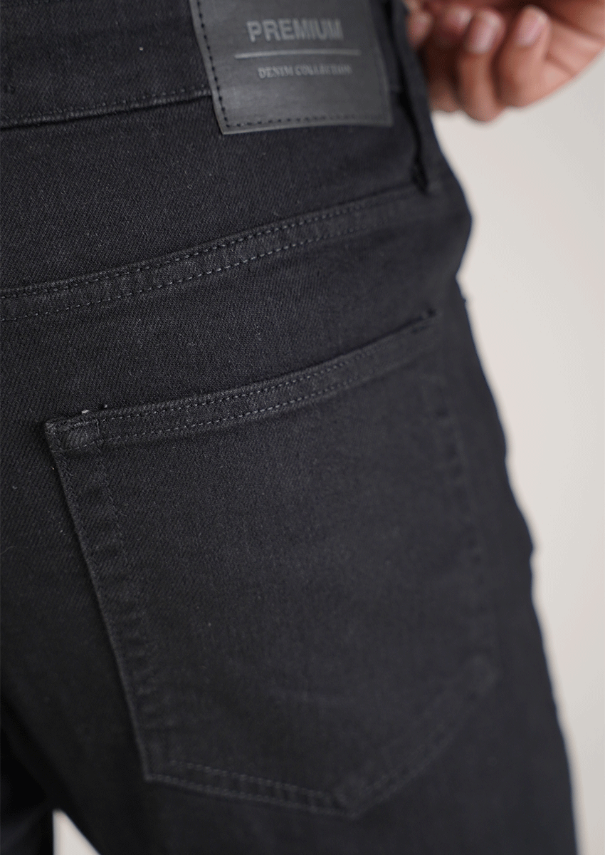 Zelig Branded Men’s Premium Slim-Fit Denim Jeans - Black MJ-22