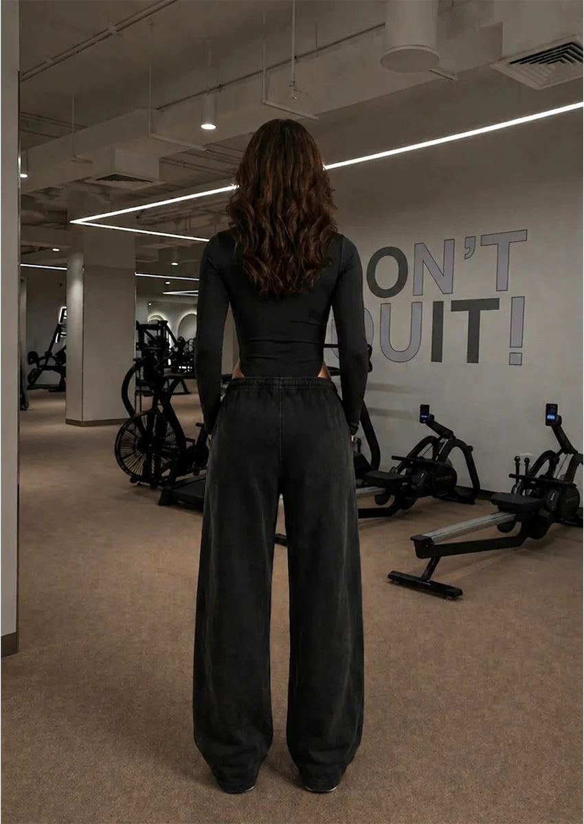Branded Misguidd  Women's Bodysuit Full Sleeves Black Colour & Younglay Wide-Leg Trouser Black colour