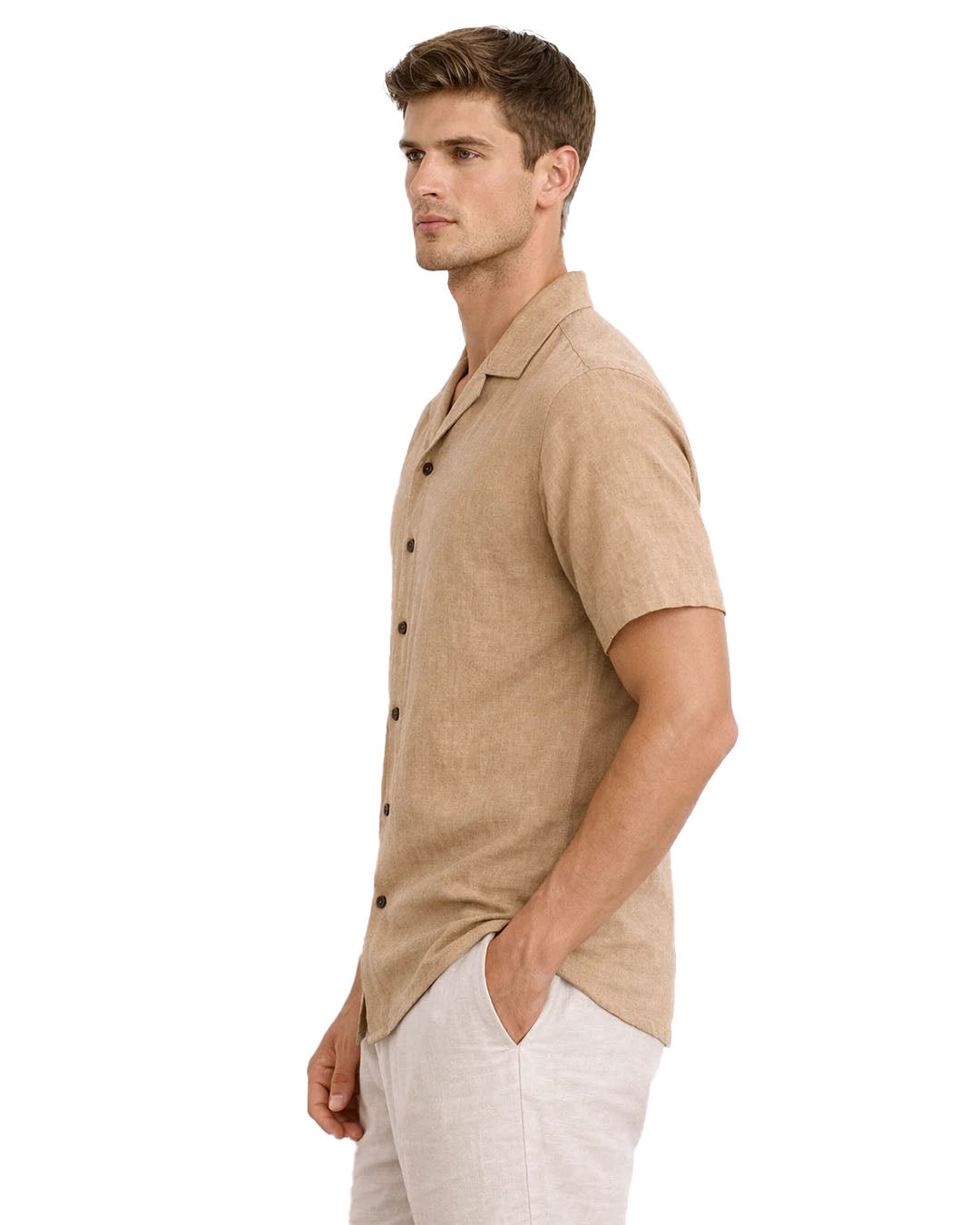 PullNBear Branded Mens Casual Shirt- Beige MCS-60