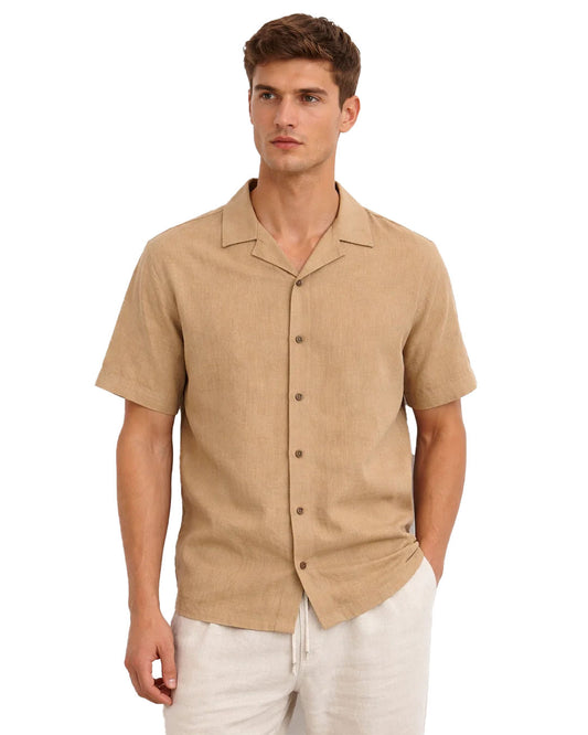 PullNBear Branded Mens Casual Shirt- Beige MCS-60