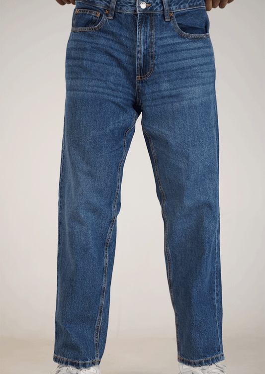 Denm Branded Men’s Classic Straight-Fit Mid-Blue Denim Jeans MJ-10