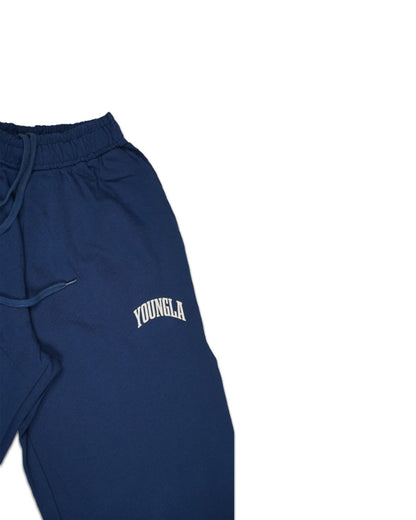Younglay Branded Wide-Leg Fleece Trouser - Blue UT-27