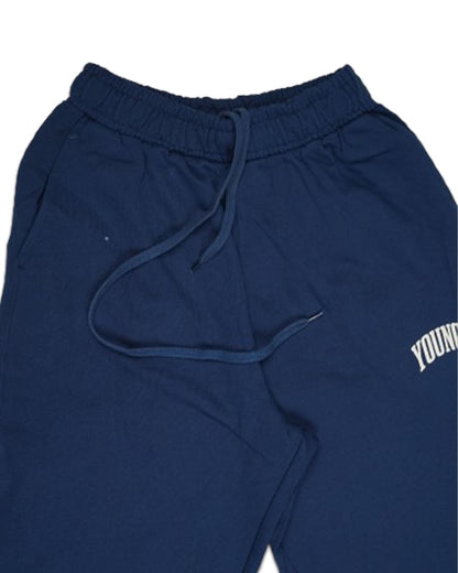 Younglay Branded Wide-Leg Fleece Trouser - Blue UT-27