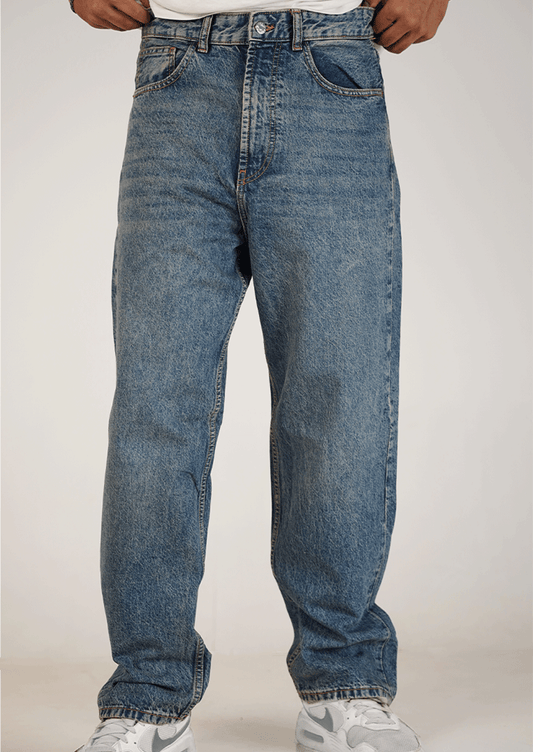 PullNBear Branded Men's Baggy Fit Denim Jeans - Blue MJ-17