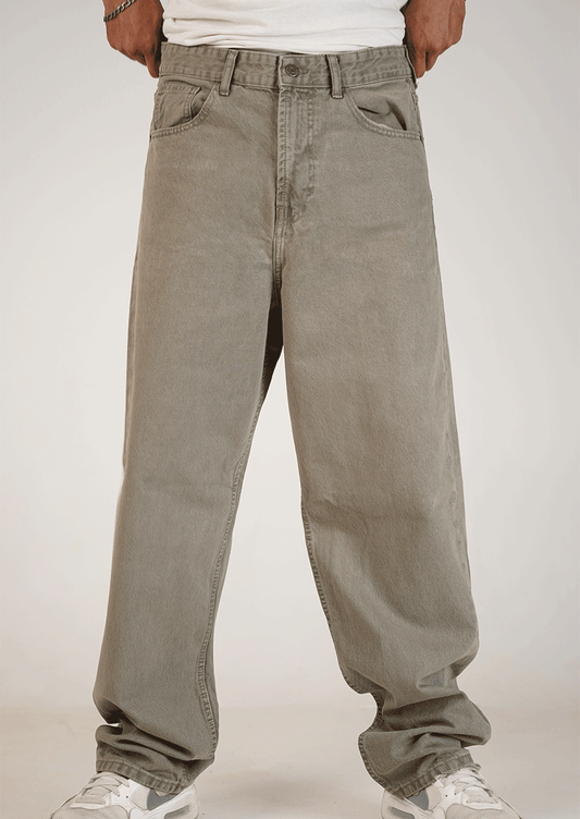 PullNBear Branded Men’s Grey Washed wide-Leg Denim Jeans MJ-13