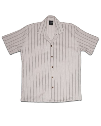 PullNBear Branded Mens Casual Shirt - Off-White / Light Grey Stripe's MCS-61