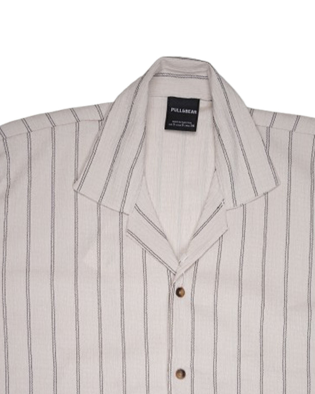 PullNBear Branded Mens Casual Shirt - Off-White / Light Grey Stripe's MCS-61