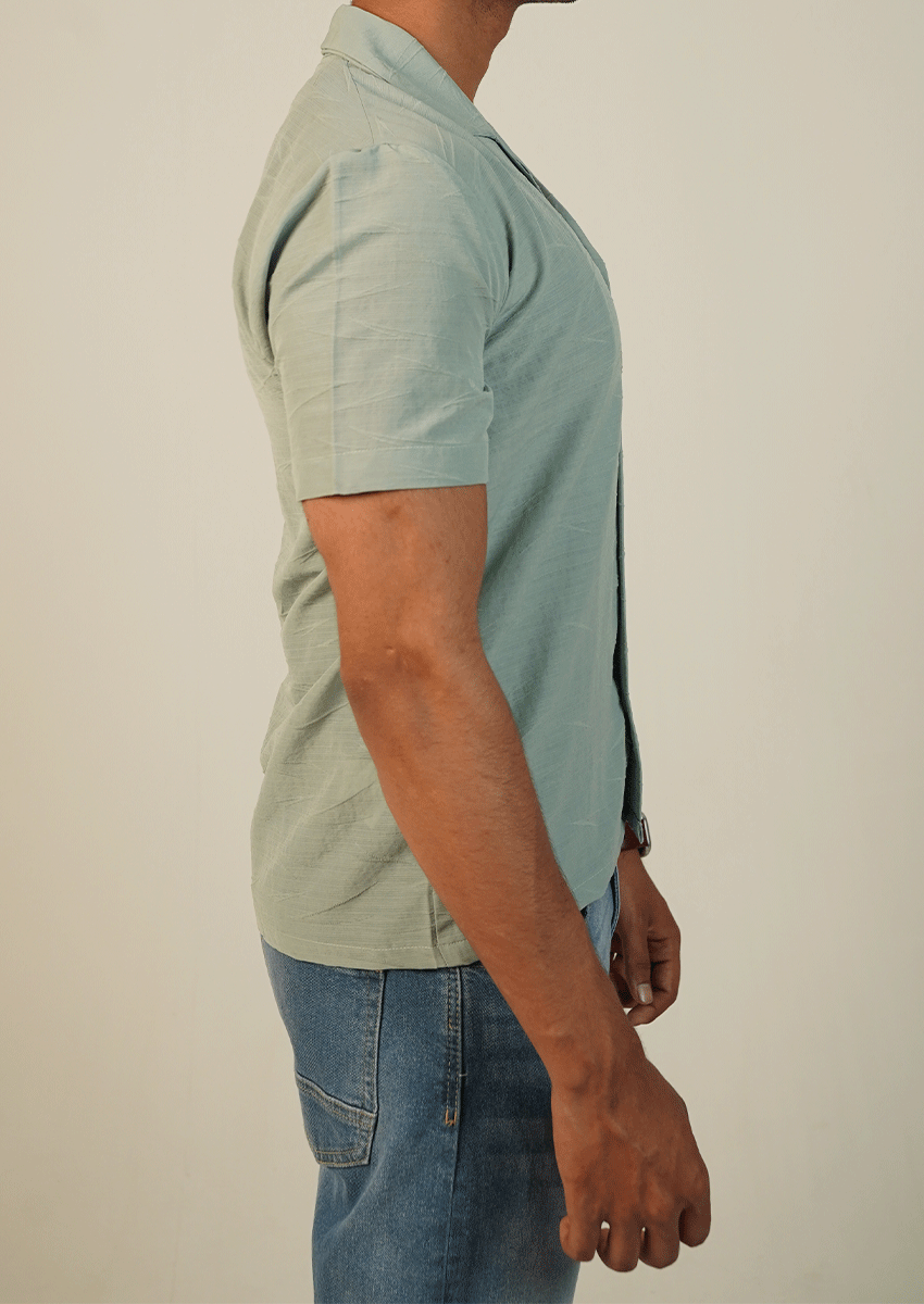 Pegadoor Branded Mens Casual Shirt-Sage Linear-Textured MCS-58