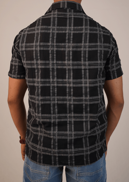 Pegadoor Branded Mens Casual Shirt-Charcoal Grey And Black MCS-54