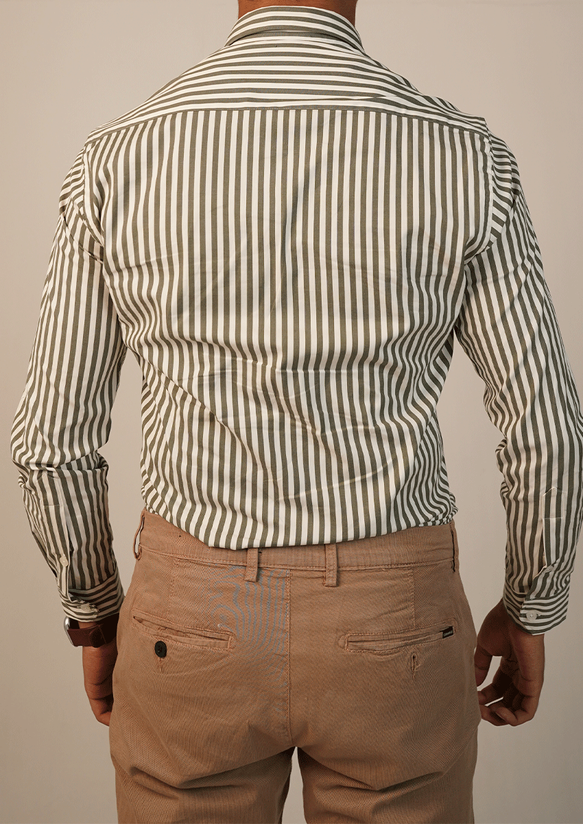 Branded Mens Formal Shirt-Olive Micro-Geometric MFS-58