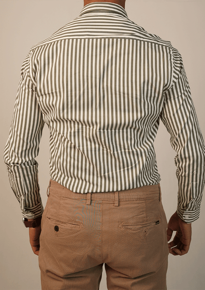 Branded Mens Formal Shirt-Olive Micro-Geometric MFS-58