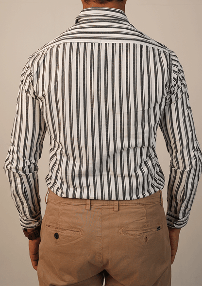 Zelig Branded Mens Formal Shirt-Charcoal Stripe MFS-62