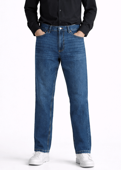Denm Branded Men’s Classic Straight-Fit Mid-Blue Denim Jeans MJ-10