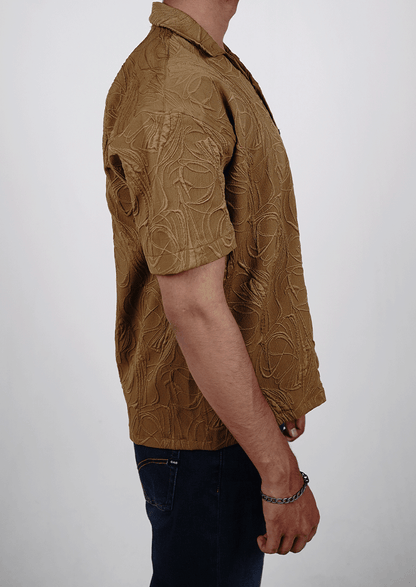 Zelig Branded Casual Textured Shirt Brown Color MCS-10