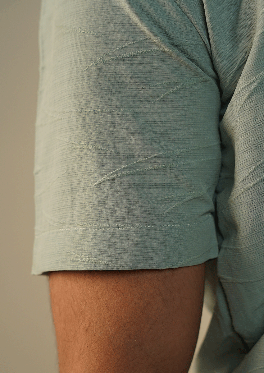 Pegadoor Branded Mens Casual Shirt-Sage Linear-Textured MCS-58