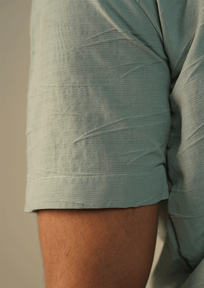 Pegadoor Branded Mens Casual Shirt-Sage Linear-Textured MCS-58