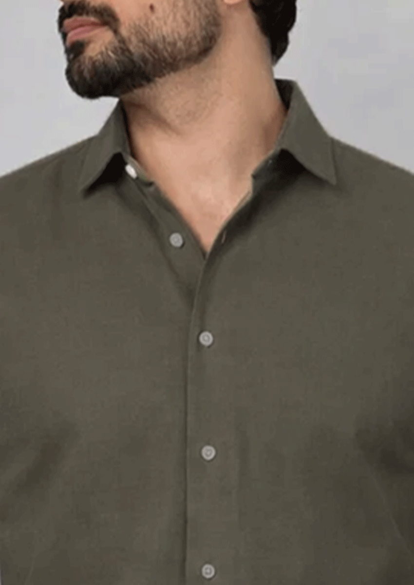 Moos Branded Mens Casual Shirt-Olive Green MCS-41