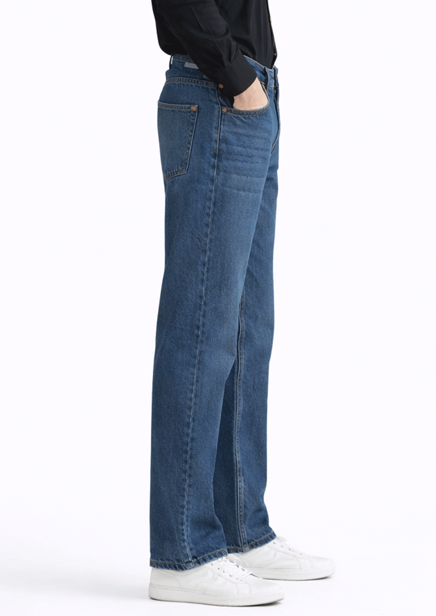 Denm Branded Men’s Classic Straight-Fit Mid-Blue Denim Jeans MJ-10