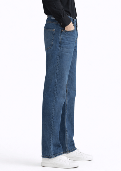 Denm Branded Men’s Classic Straight-Fit Mid-Blue Denim Jeans MJ-10