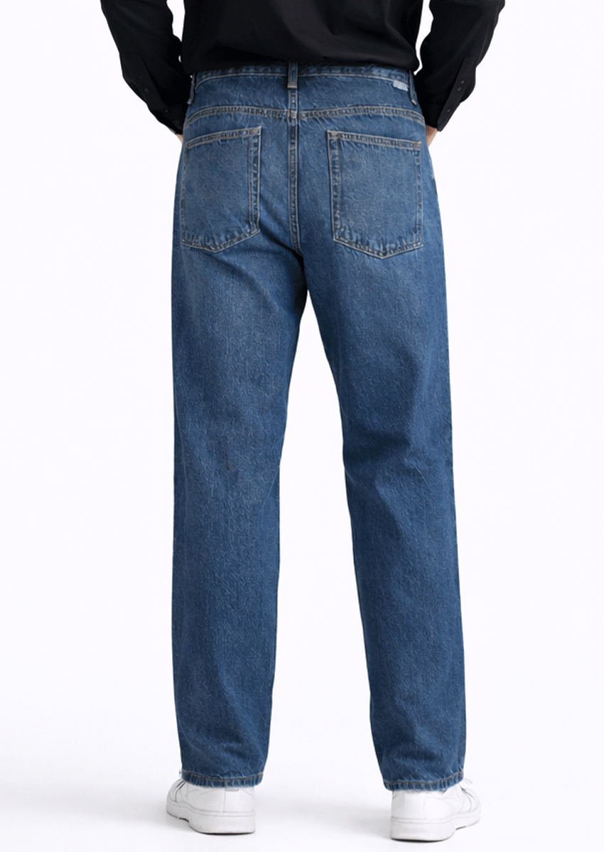 Denm Branded Men’s Classic Straight-Fit Mid-Blue Denim Jeans MJ-10