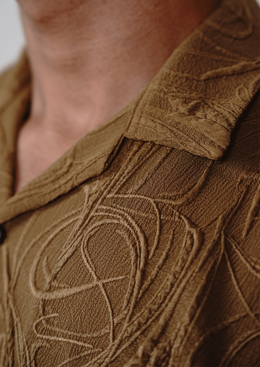 Zelig Branded Casual Textured Shirt Brown Color MCS-10