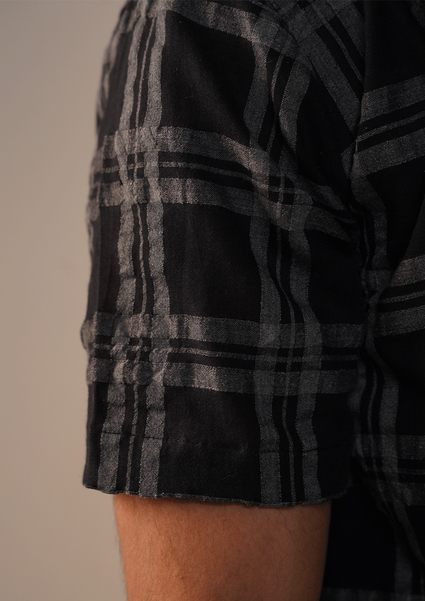 Pegadoor Branded Mens Casual Shirt-Charcoal Grey And Black MCS-54