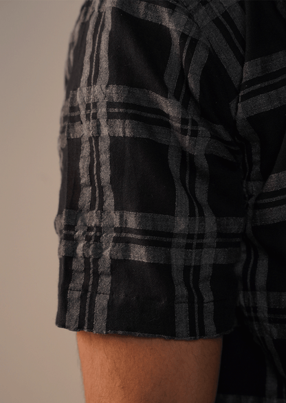 Pegadoor Branded Mens Casual Shirt-Charcoal Grey And Black MCS-54