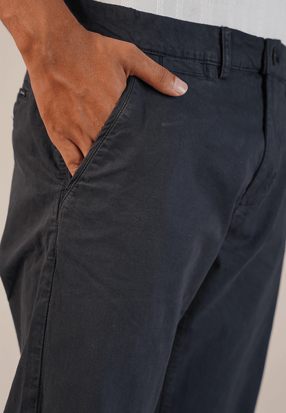 Camro Branded Men's Charcoal Black Slim-Fit Cotton Chinos MCP-32
