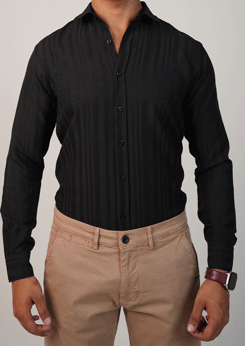 Branded Mens Semi-Formal Shirt-Black MFS-56
