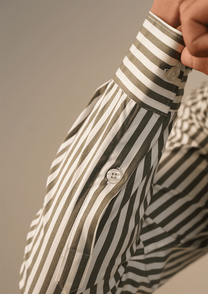 Branded Mens Formal Shirt-Olive Micro-Geometric MFS-58