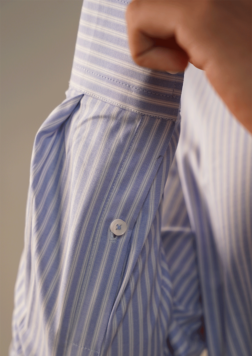 Calvy Klien Branded Mens Formal Shirt-Sky Blue and White Stripes MFS-63