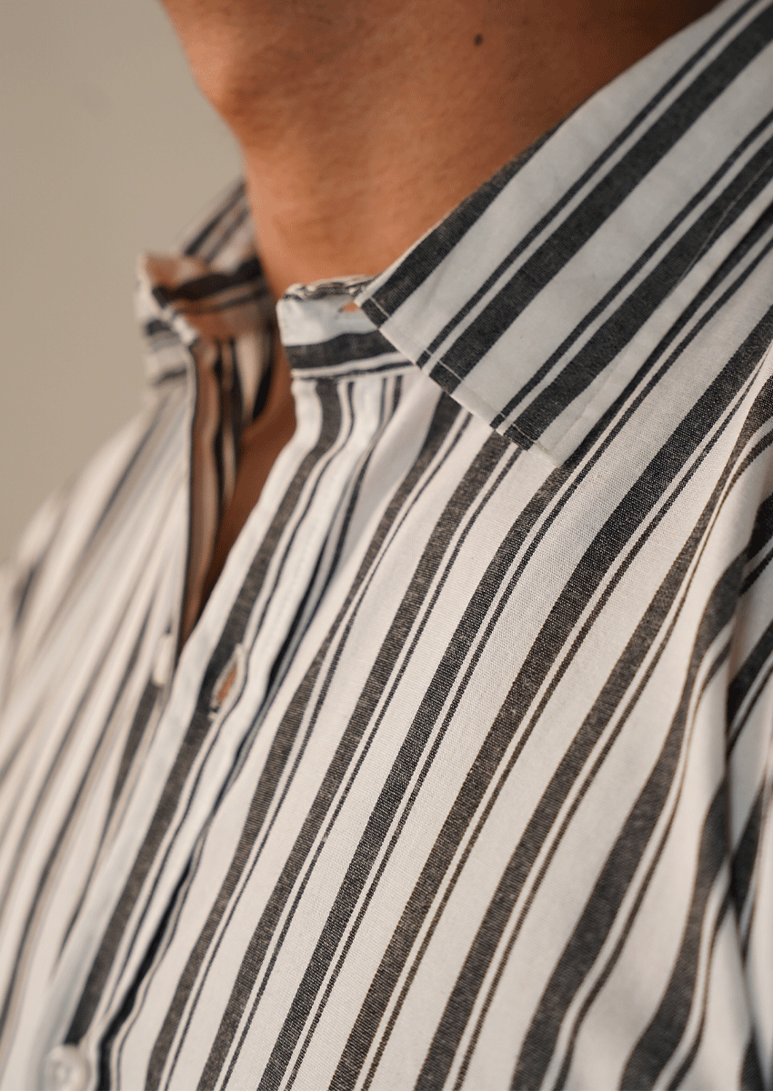 Zelig Branded Mens Formal Shirt-Charcoal Stripe MFS-62