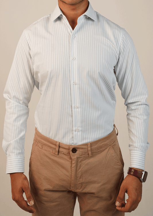 Calvy Klien Branded Mens Formal Shirt-Pastel Blue And White MFS-67