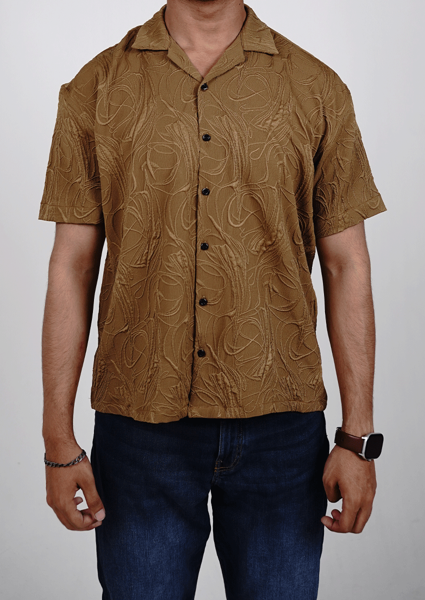 Zelig Branded Casual Textured Shirt Brown Color MCS-10
