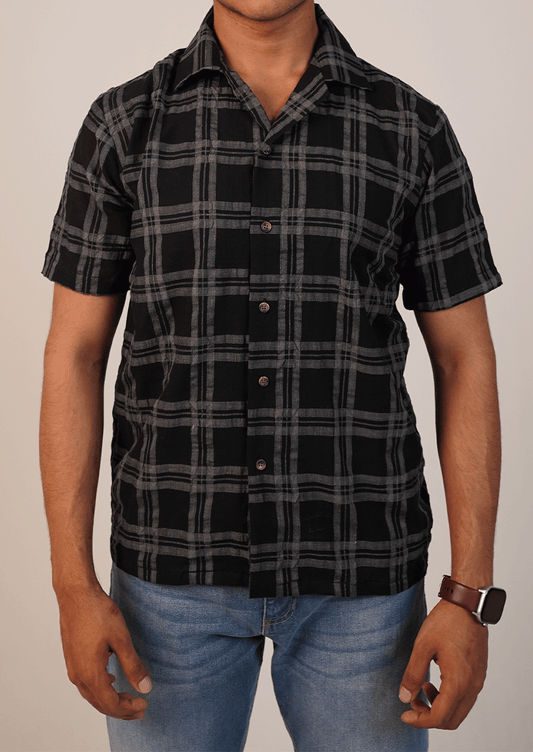 Pegadoor Branded Mens Casual Shirt-Charcoal Grey And Black MCS-54