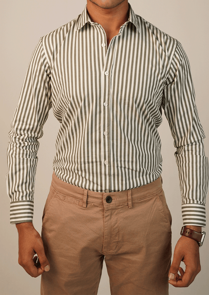 Branded Mens Formal Shirt-Olive Micro-Geometric MFS-58