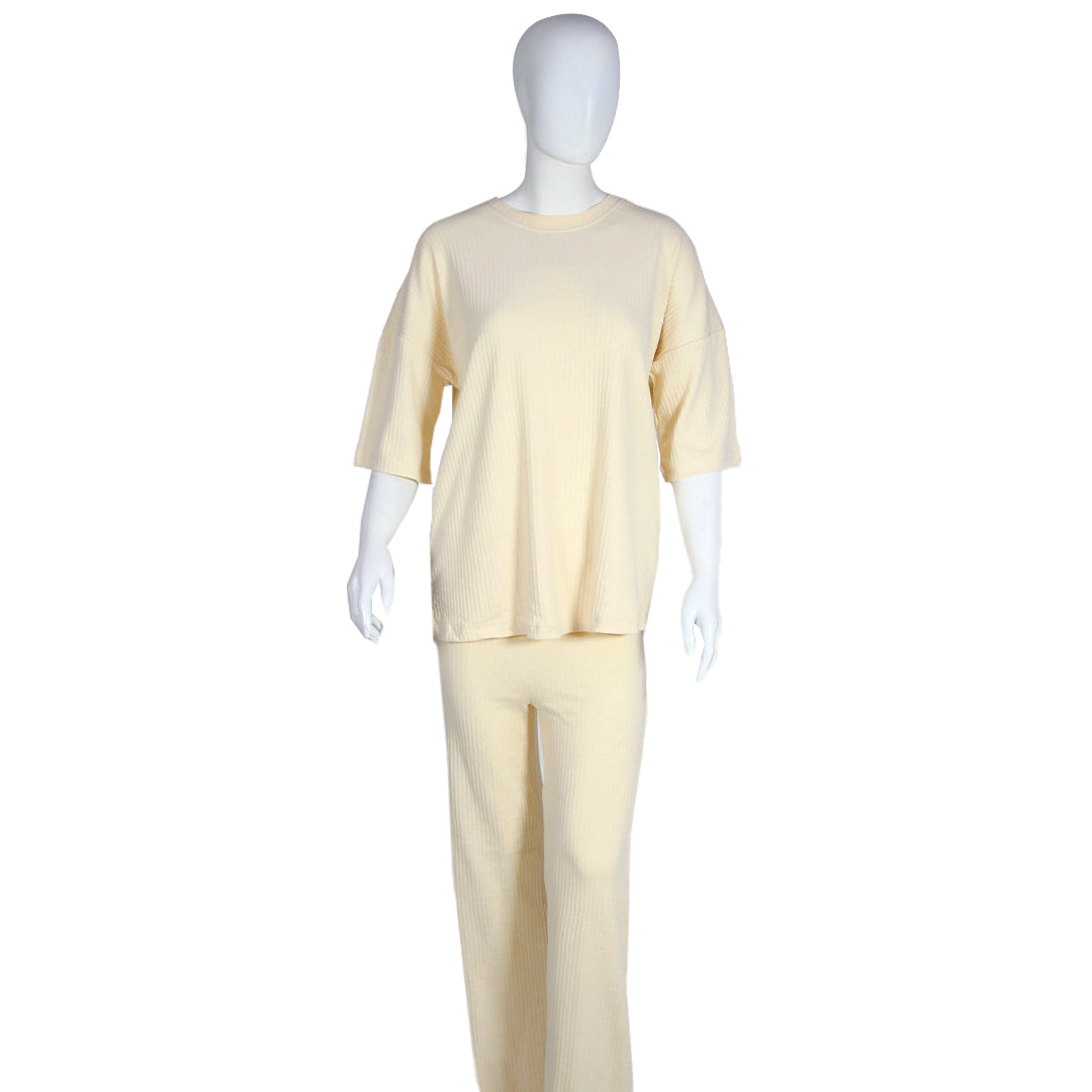 MSSD Women's T-shirt & Trouser Suit Cream Color MNWS-01