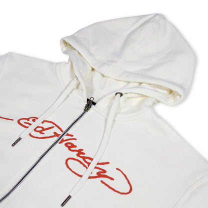 ED HRDY Branded Women's Crop Zipper Hoodie Off White Color HRDH-01
