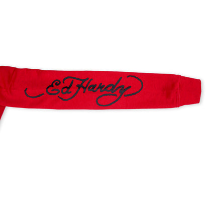 ED HRDY Branded Branded Women's Crop Zipper Hoodie Red Color HRDH-06