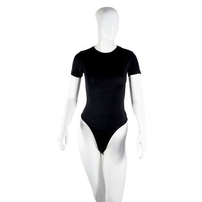 Black bodysuit, round neck, half sleeves