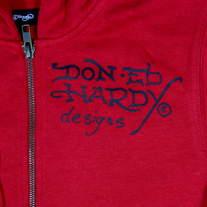ED HRDY Branded Branded Women's Crop Zipper Hoodie Red Color HRDH-06