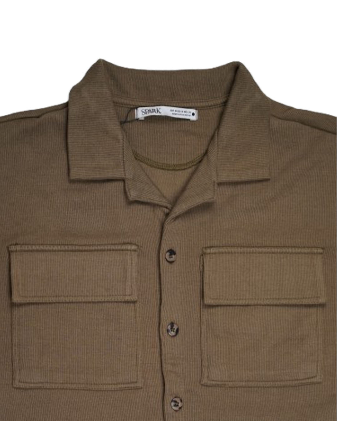 Spark Men’s Brown Textured Short Sleeve Button-Down Shirt MCS-31