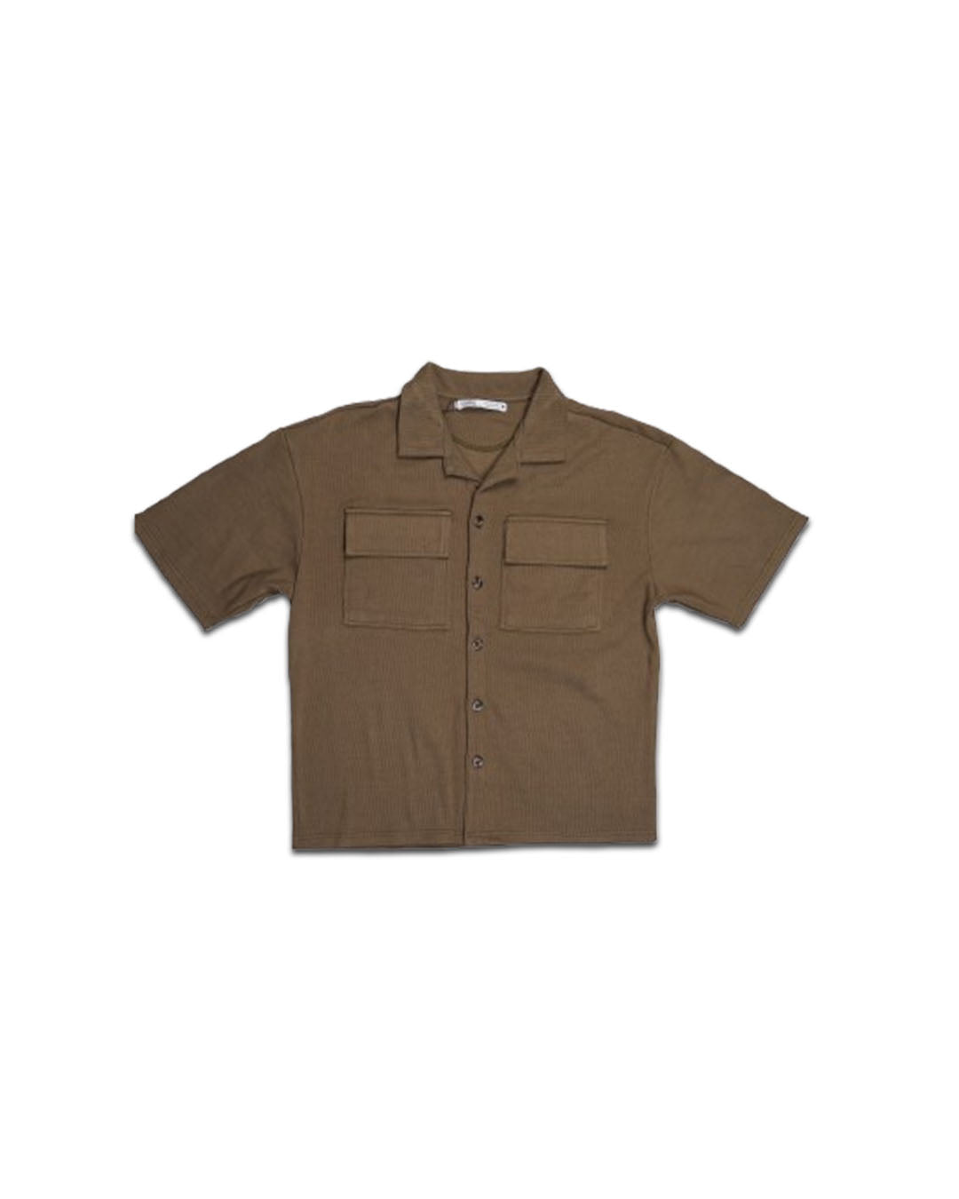 Spark Men’s Brown Textured Short Sleeve Button-Down Shirt MCS-31